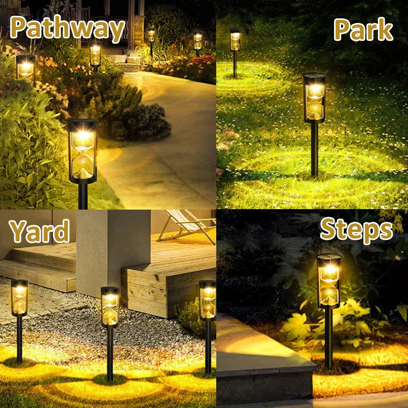 4 Pcs Solar Hourglass Lawn Lamp IP65 Waterproof Garden Light Flashing LED Landscape Light for Outdoor Garden Landscape Patio