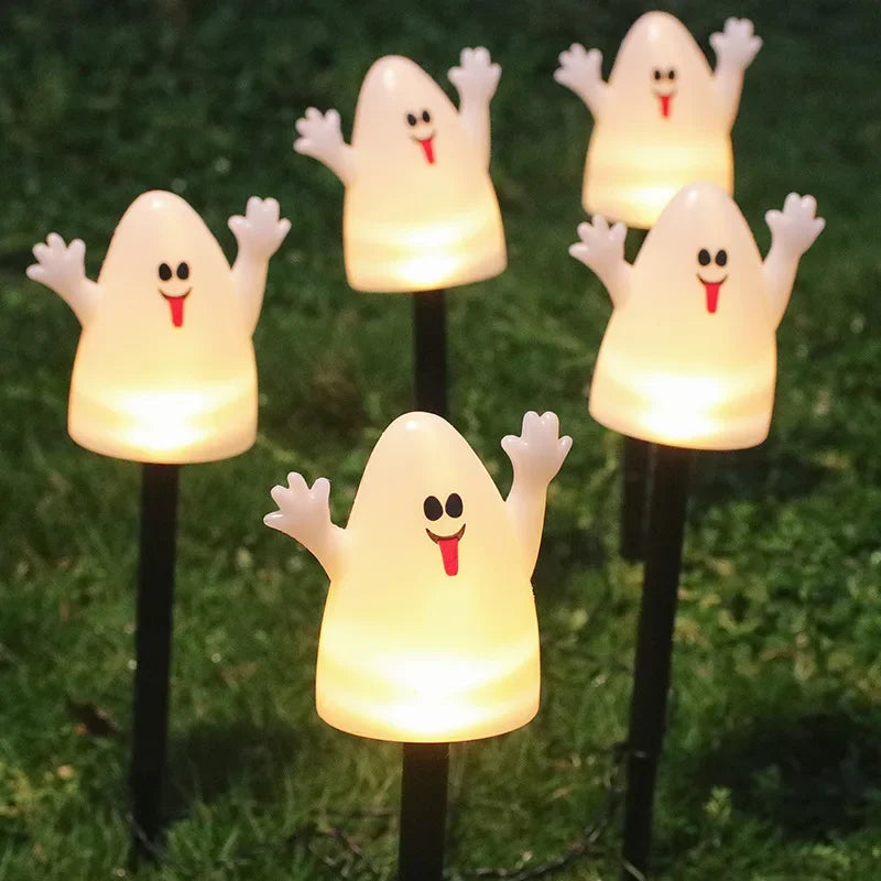 Solar Pumpkin Ghost Lantern 5 In 1 Halloween Led String Lights Halloween Decorations for Home Festive Party Outdoor Garden Decor