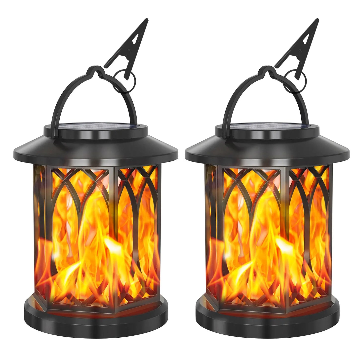 Solar Lantern Outdoor Lights Flickering Flame  Lights Hanging Solar Powered Lights For Garden Patio Deck Yard Pathway