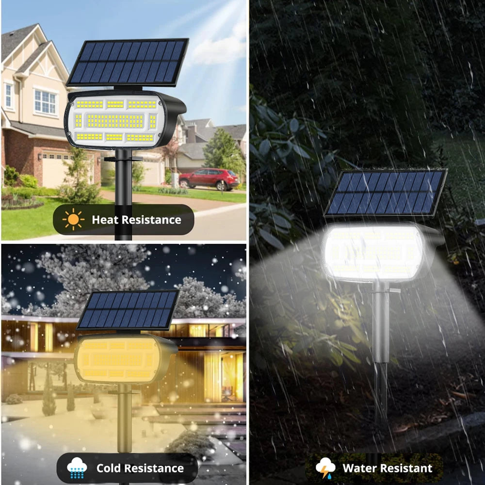 72 LED Solar Spotlights Outdoor Landscape Waterproof 108/136 LEDS Solar Powered Wall Light Auto On/Off for Yard Garden Pathway