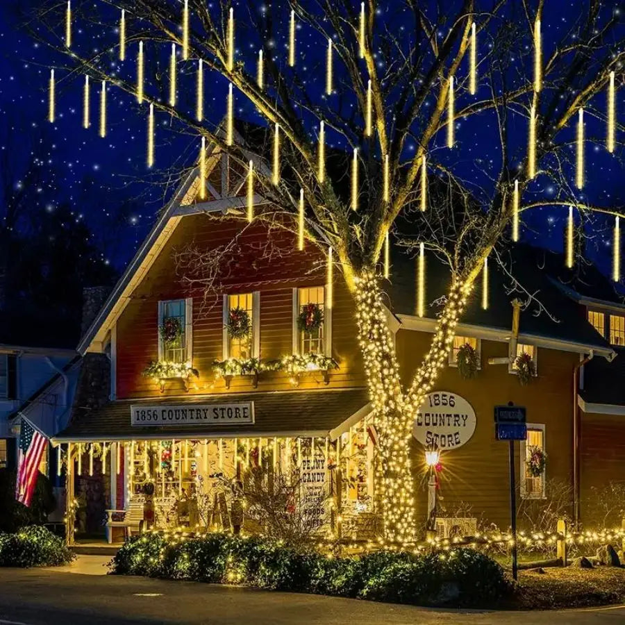 1pc Solar 30cm Meteor Rain String Lights Meteor Shower 8 Tubes 192LEDs,Waterproof Falling Raindrop Fairy Lights