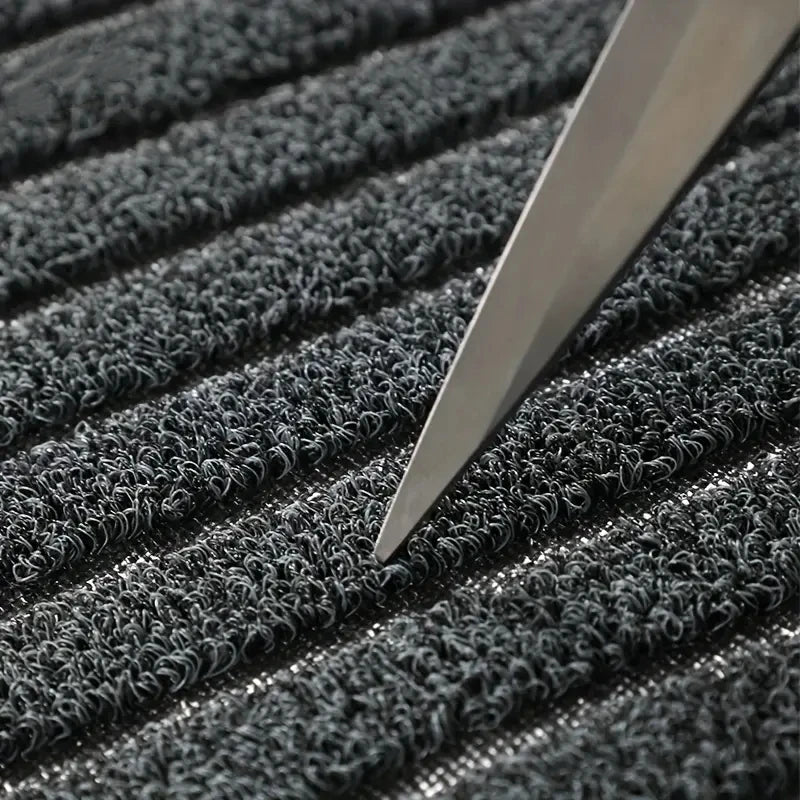 Striped Polyester PVC Doormat, Water-Resistant, Non-Slip, Stain-Resistant, Machine-Made, Outdoor Entrance Mat Easy Clean Durable
