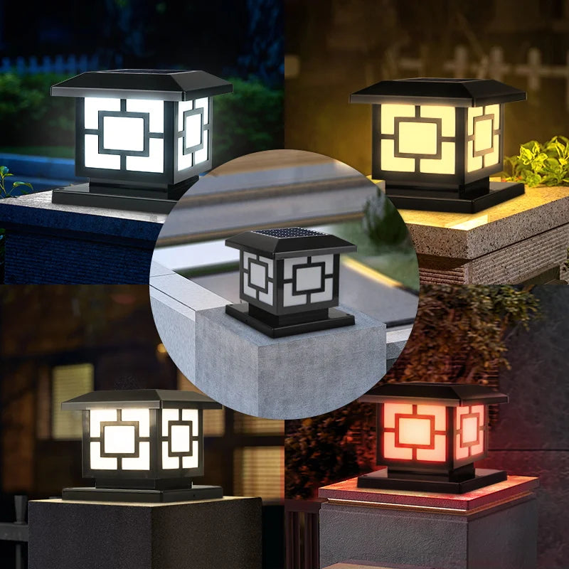 Outdoors LED Solar Lights Waterproof Solar Column Light Classical style Timed with Remote Control LED Light for Garden Patio