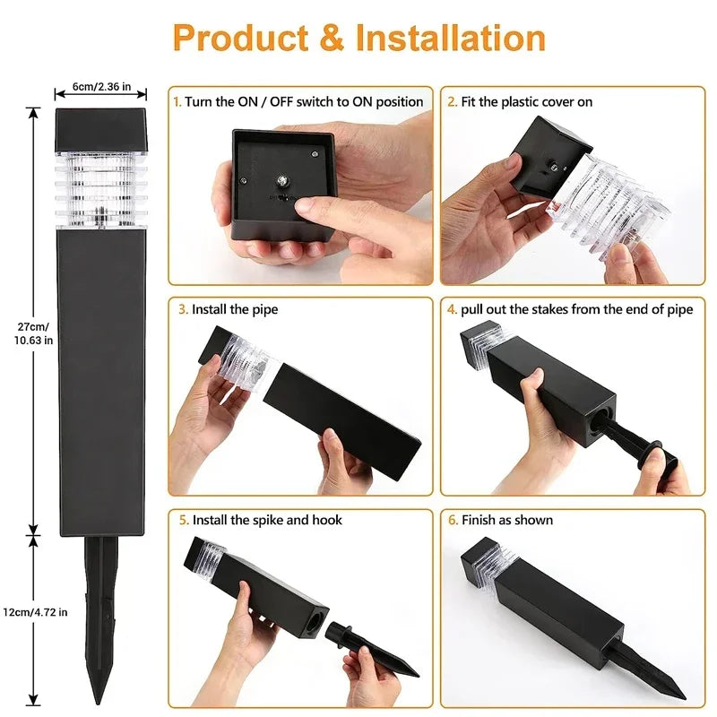 Solar Courtyard Garden Landscape Outdoor Ground Plug Lights