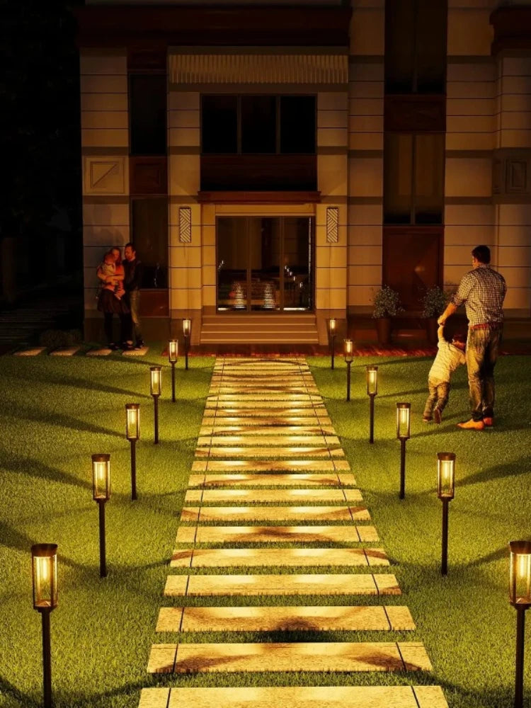 Solar LED Walkway Lights Outdoor Waterproof Durable Tungsten Warm Light Garden Patio Driveway Sidewalk Splice Decorative Lights
