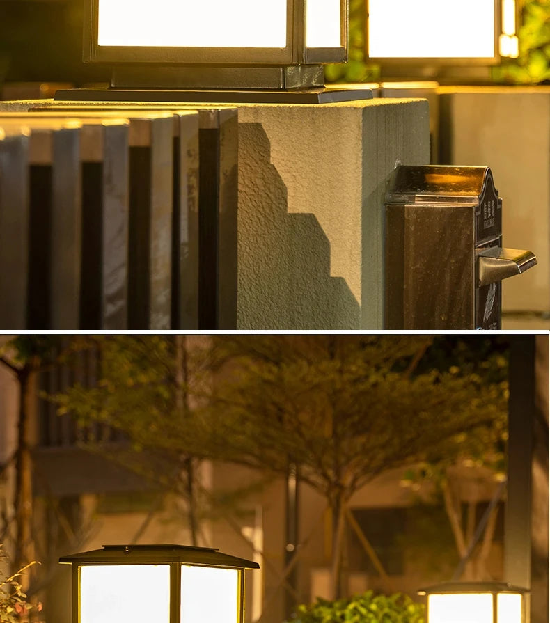 Outdoors LED Solar Lights Waterproof Solar Column Light Classical style Timed with Remote Control LED Light for Garden Patio