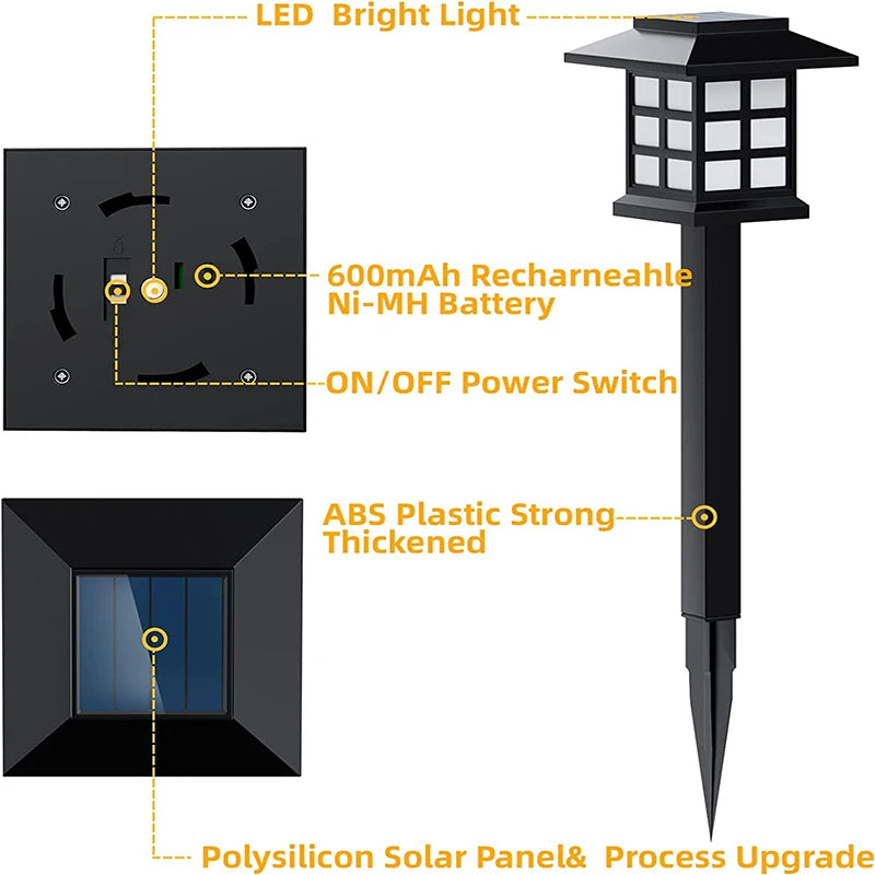 2/4/6/8/12Pcs Solar LED Pathway Lights Outdoor Waterproof Walkway Garden Decor Street Lamp for Landscape Yard Patio Driveway