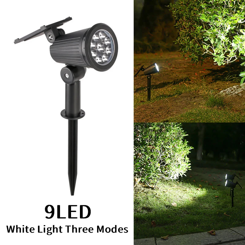 9LEDs Solar Spotlights, Outdoor Light Control, Waterproof Floor Mounted Lawn Lamp,for Landscape,Courtyard,Garden,Tree Decoration
