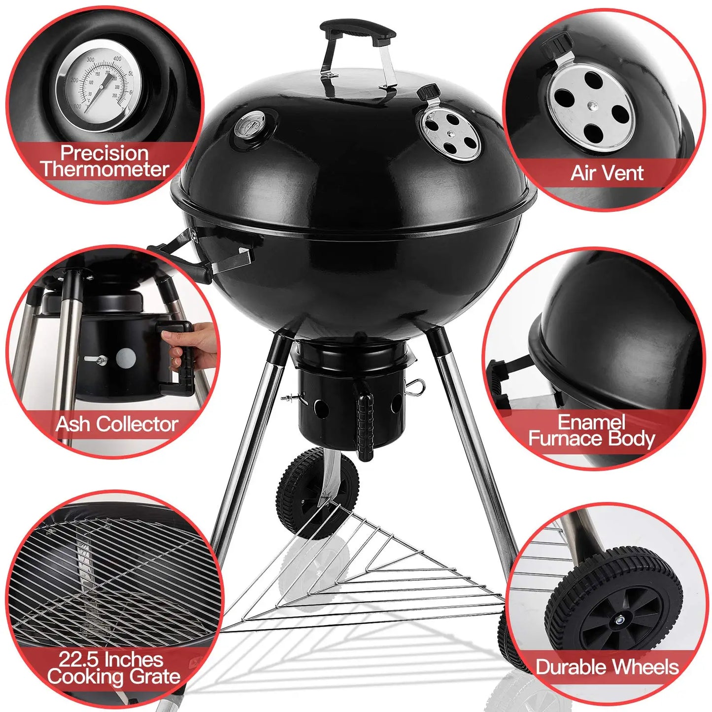 BBQ table Charcoal Grill Portable BBQ Grill Kettle 22.5 inch, Outdoor Grills & Smokers for Patio Backyard Barbecue camping oven