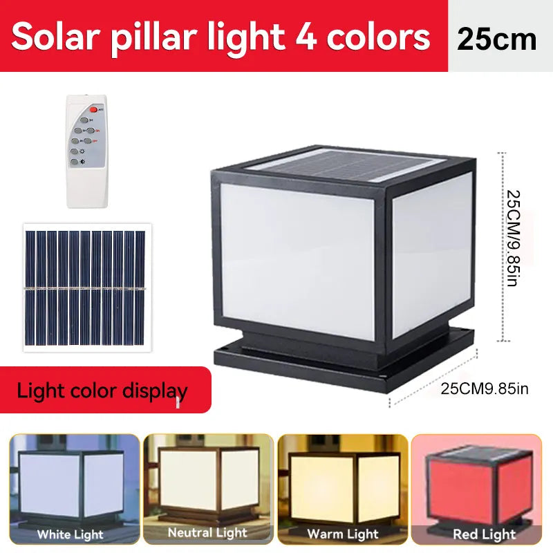 Outdoors LED Solar Lights Waterproof Solar Column Light Classical style Timed with Remote Control LED Light for Garden Patio
