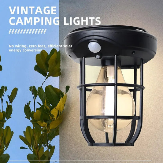 Outdoor Solar Wall Light Human Body Sensor Tungsten Solar Lamp Base Charging Atmosphere Light Courtyard Garden Villa Wall Light