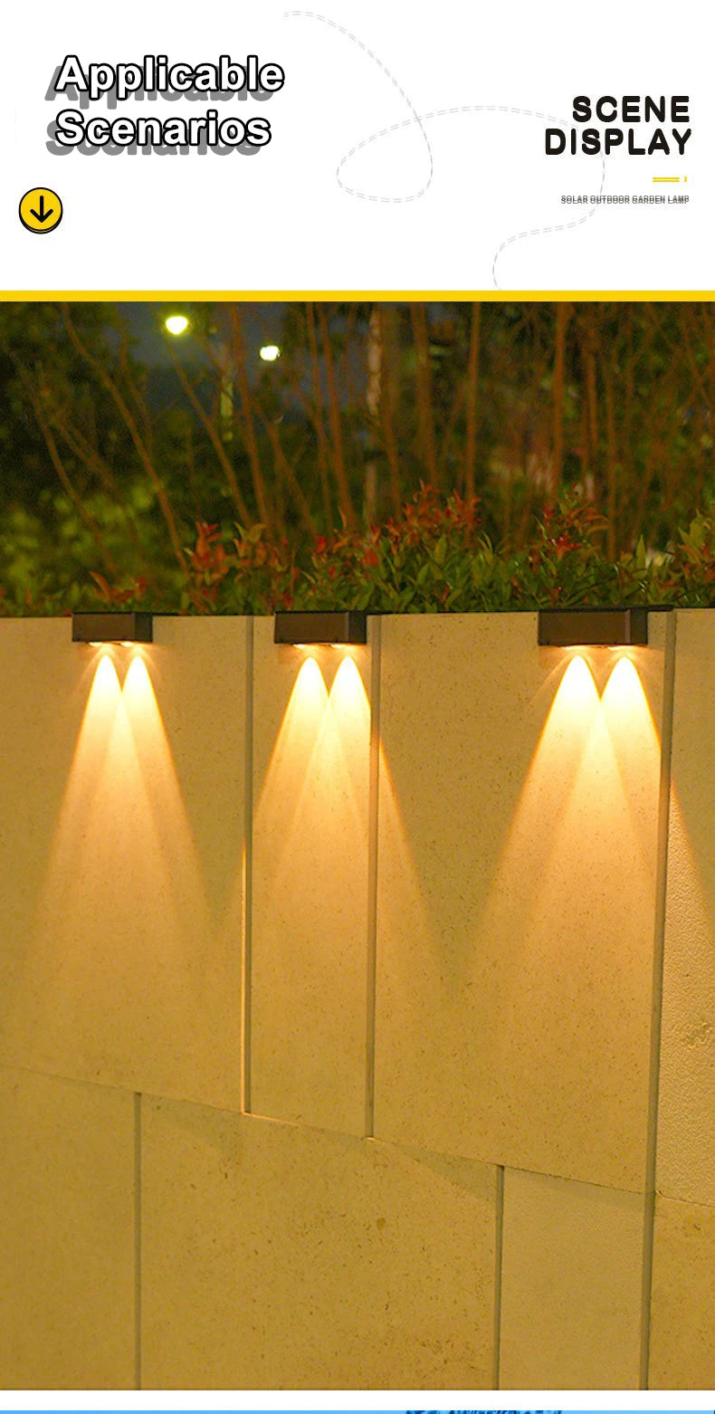 1/2/4/6 Pcs Outdoor Solar Wall Light Waterproof Fence Lamp Ultra Strong Spotlight Illumination for Garden Fence or Exterior Wall