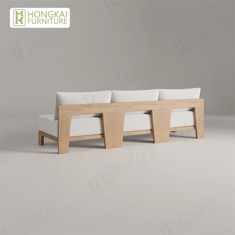 Outdoor Furniture Solid Wood Sofa and Coffee Table Set Paito Teak Sectional Sofa Teak Wood Garden Sofa Set