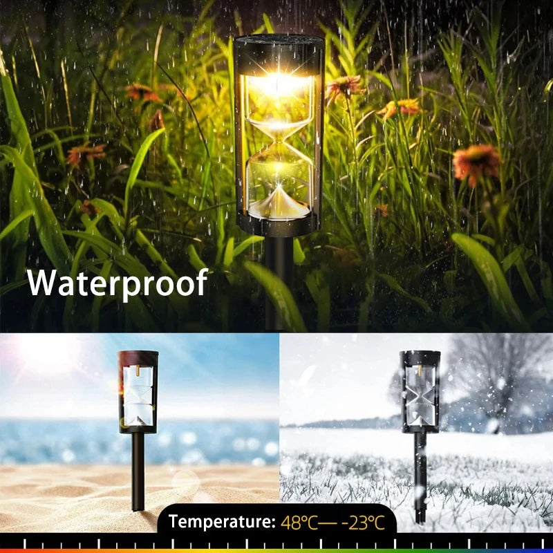 4 Pcs Solar Hourglass Lawn Lamp IP65 Waterproof Garden Light Flashing LED Landscape Light for Outdoor Garden Landscape Patio