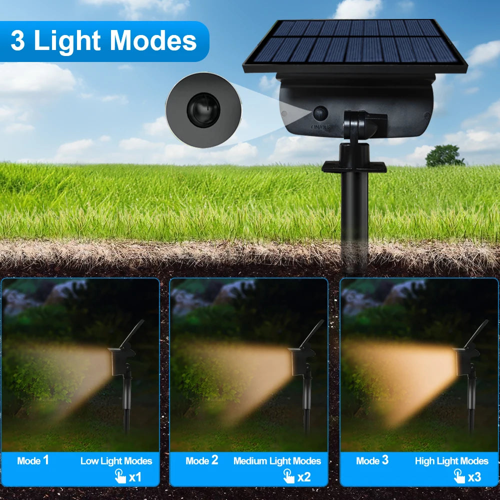 72 LED Solar Spotlights Outdoor Landscape Waterproof 108/136 LEDS Solar Powered Wall Light Auto On/Off for Yard Garden Pathway