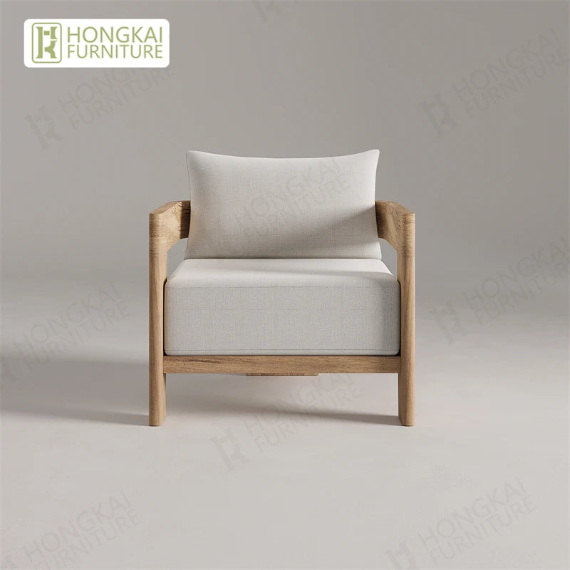 Outdoor Furniture Solid Wood Sofa and Coffee Table Set Paito Teak Sectional Sofa Teak Wood Garden Sofa Set