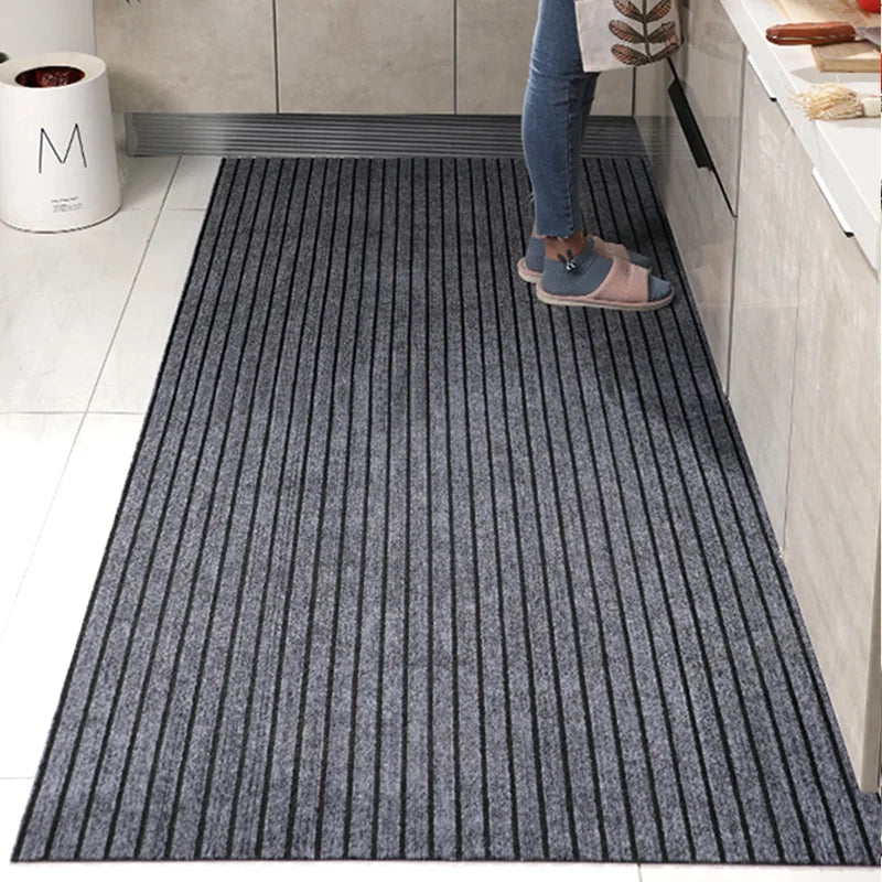 Striped Polyester PVC Doormat, Water-Resistant, Non-Slip, Stain-Resistant, Machine-Made, Outdoor Entrance Mat Easy Clean Durable