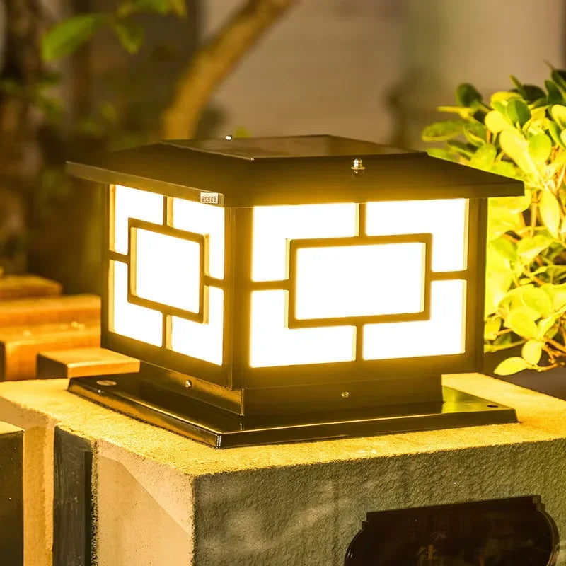 Outdoors LED Solar Lights Waterproof Solar Column Light Classical style Timed with Remote Control LED Light for Garden Patio