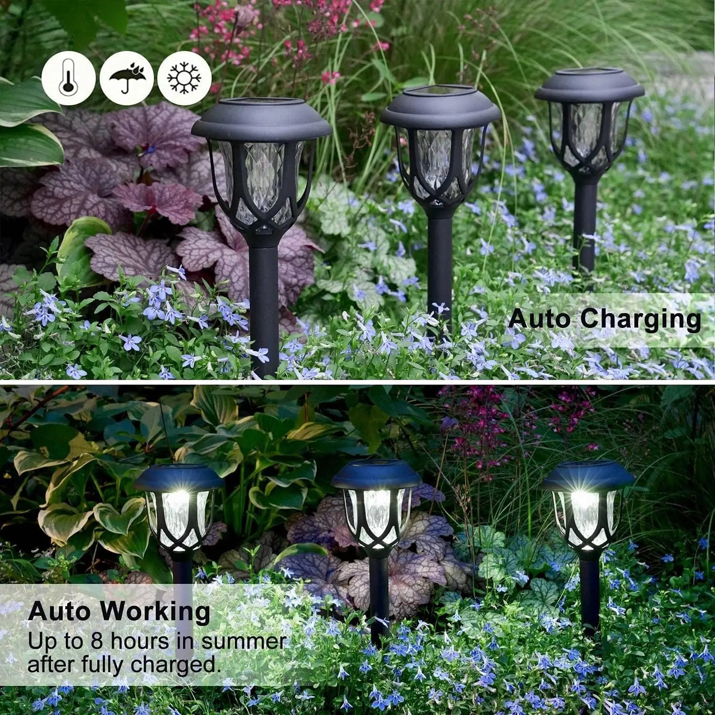 6-Pack Waterproof LED Solar Courtyard Lamps - Outdoor Lawn Lights for Garden Pathways and Landscape Lighting Decor