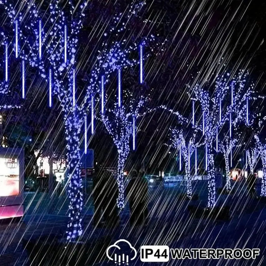 1pc Solar 30cm Meteor Rain String Lights Meteor Shower 8 Tubes 192LEDs,Waterproof Falling Raindrop Fairy Lights