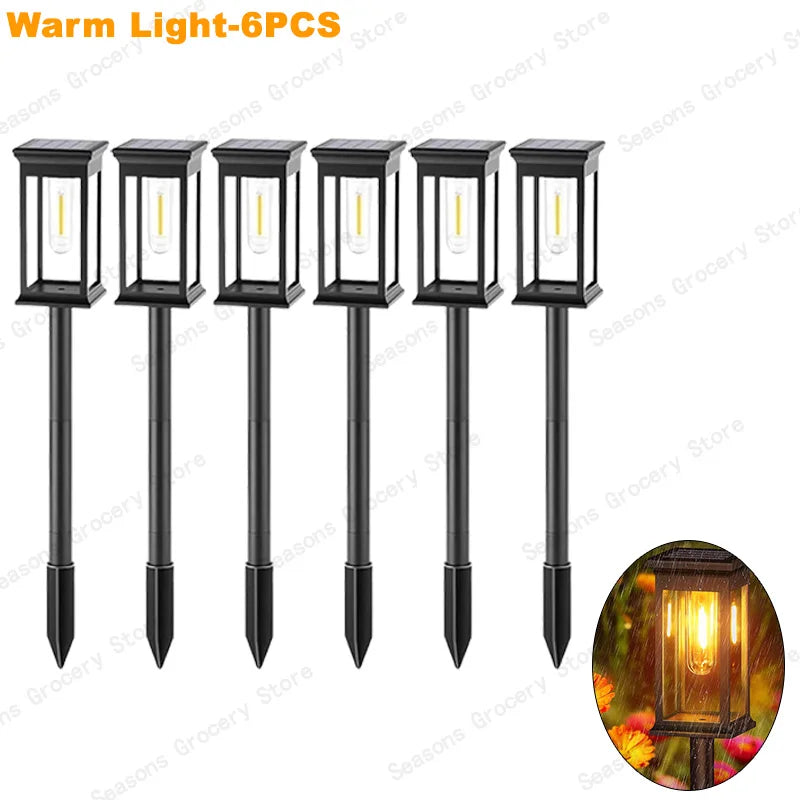 Solar LED Walkway Lights Outdoor Waterproof Durable Tungsten Warm Light Garden Patio Driveway Sidewalk Splice Decorative Lights