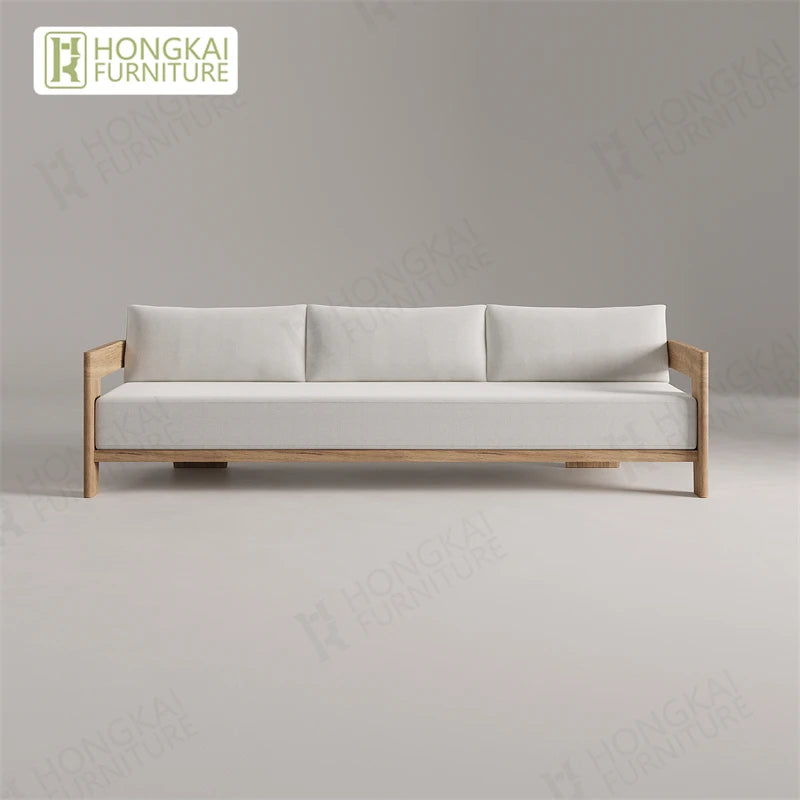 Outdoor Furniture Solid Wood Sofa and Coffee Table Set Paito Teak Sectional Sofa Teak Wood Garden Sofa Set