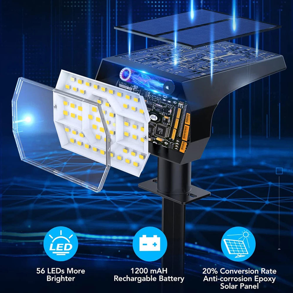 72 LED Solar Spotlights Outdoor Landscape Waterproof 108/136 LEDS Solar Powered Wall Light Auto On/Off for Yard Garden Pathway