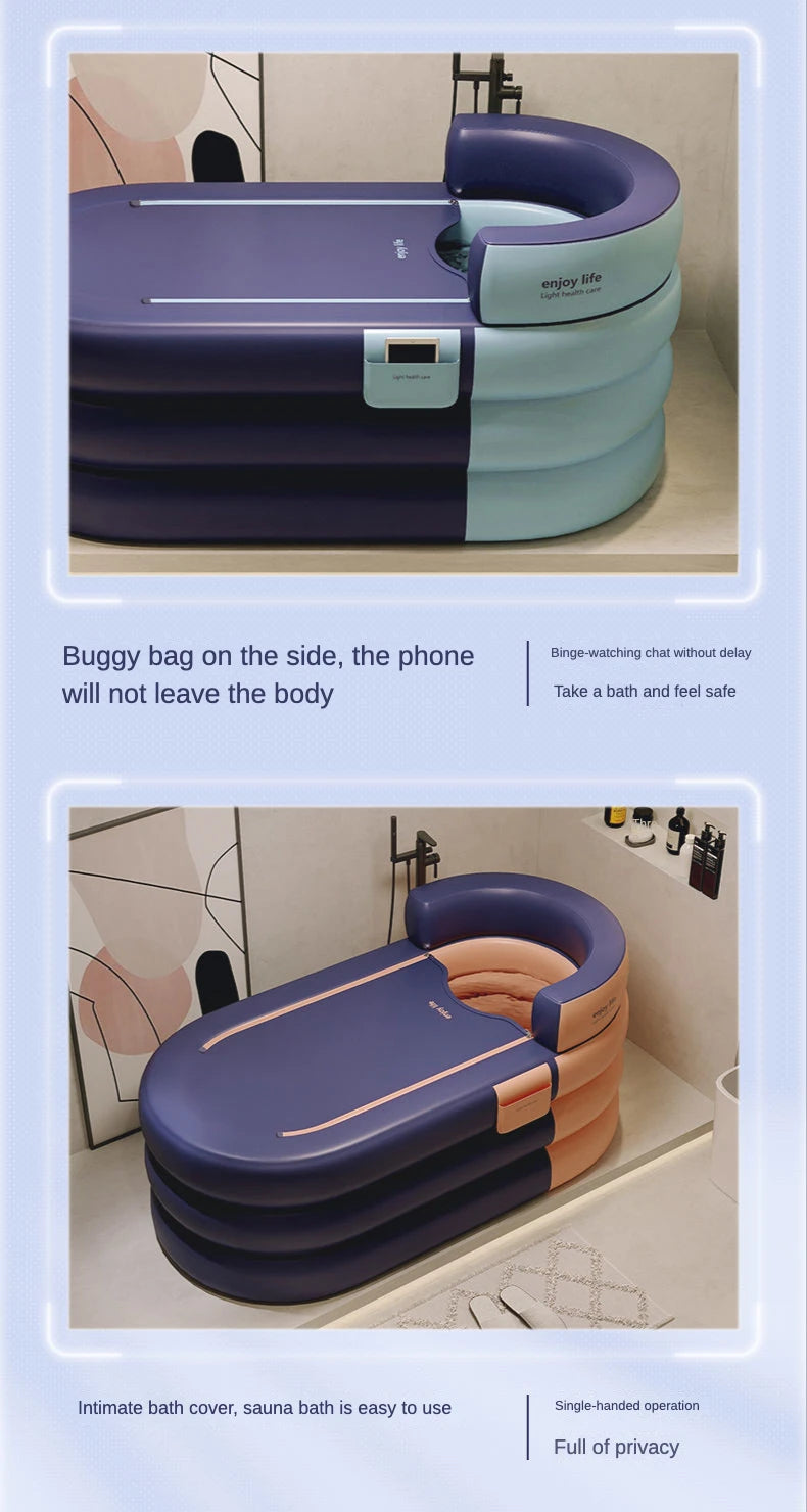 Adult Portable Bathtub Folding Bath tub Bucket Body Sauna Shower Steam Inflatable Whirlpool Bathtub Simple Bathroom Supplies