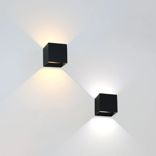 Outdoor Waterproof Wall Lamp Modern Square Aluminum Black White Gray Wall Lighting Porch Courtyard Lamp Exterior Wall Fixture