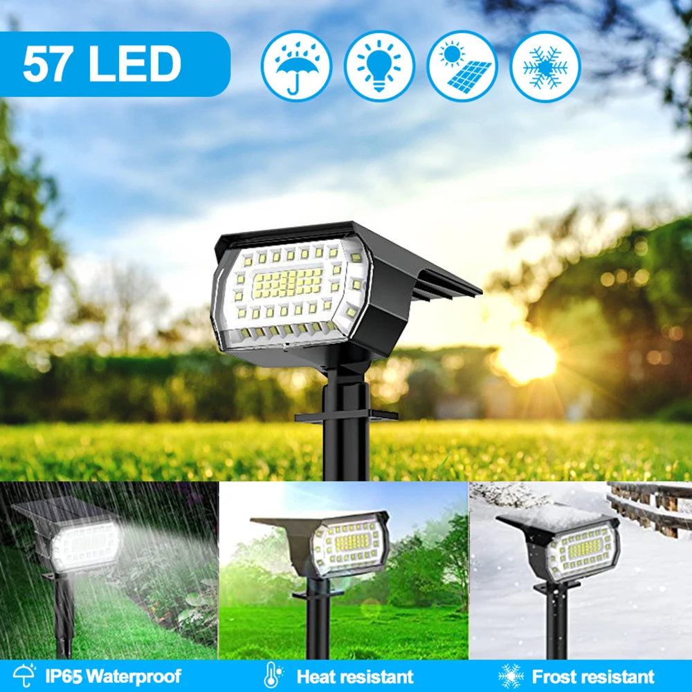 72 LED Solar Spotlights Outdoor Landscape Waterproof 108/136 LEDS Solar Powered Wall Light Auto On/Off for Yard Garden Pathway
