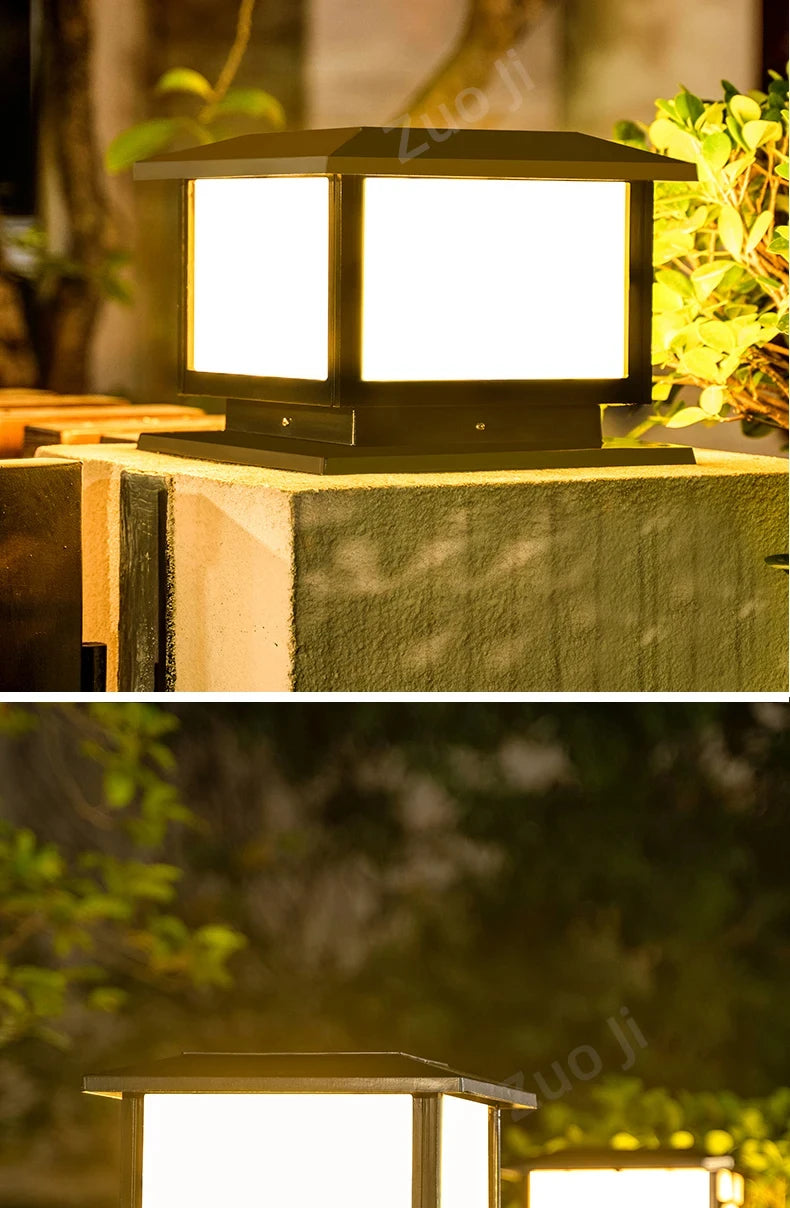 Outdoors LED Solar Lights Waterproof Solar Column Light Classical style Timed with Remote Control LED Light for Garden Patio