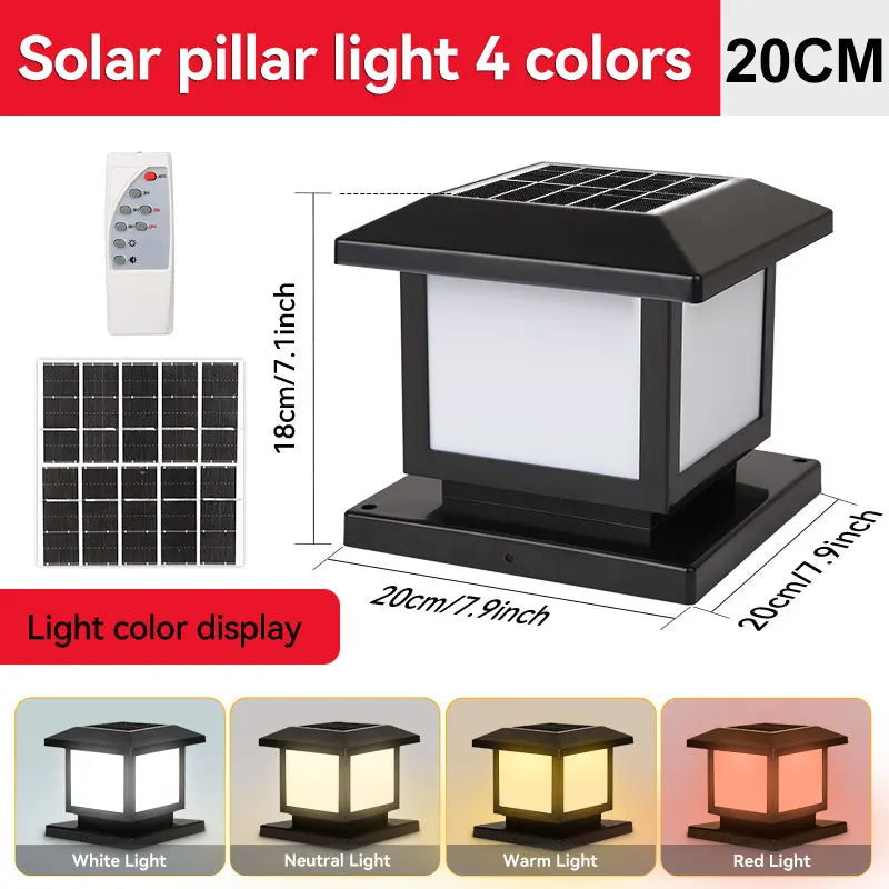 Outdoors LED Solar Lights Waterproof Solar Column Light Classical style Timed with Remote Control LED Light for Garden Patio