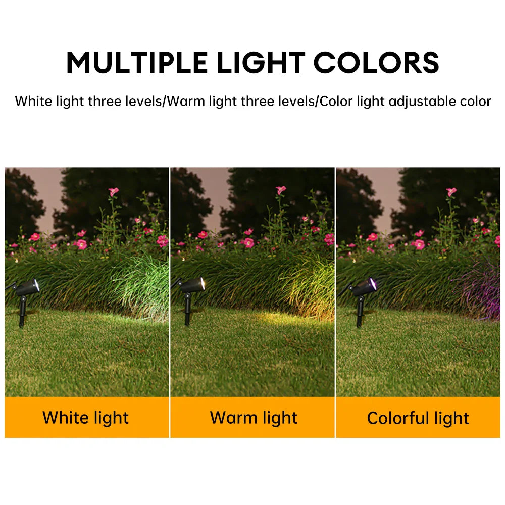 Outdoor Solar Spotlight 9LEDs Brightness Adjustable Spot Lights IP65 Waterproof Solar Spotlight for Garden Patios Porches