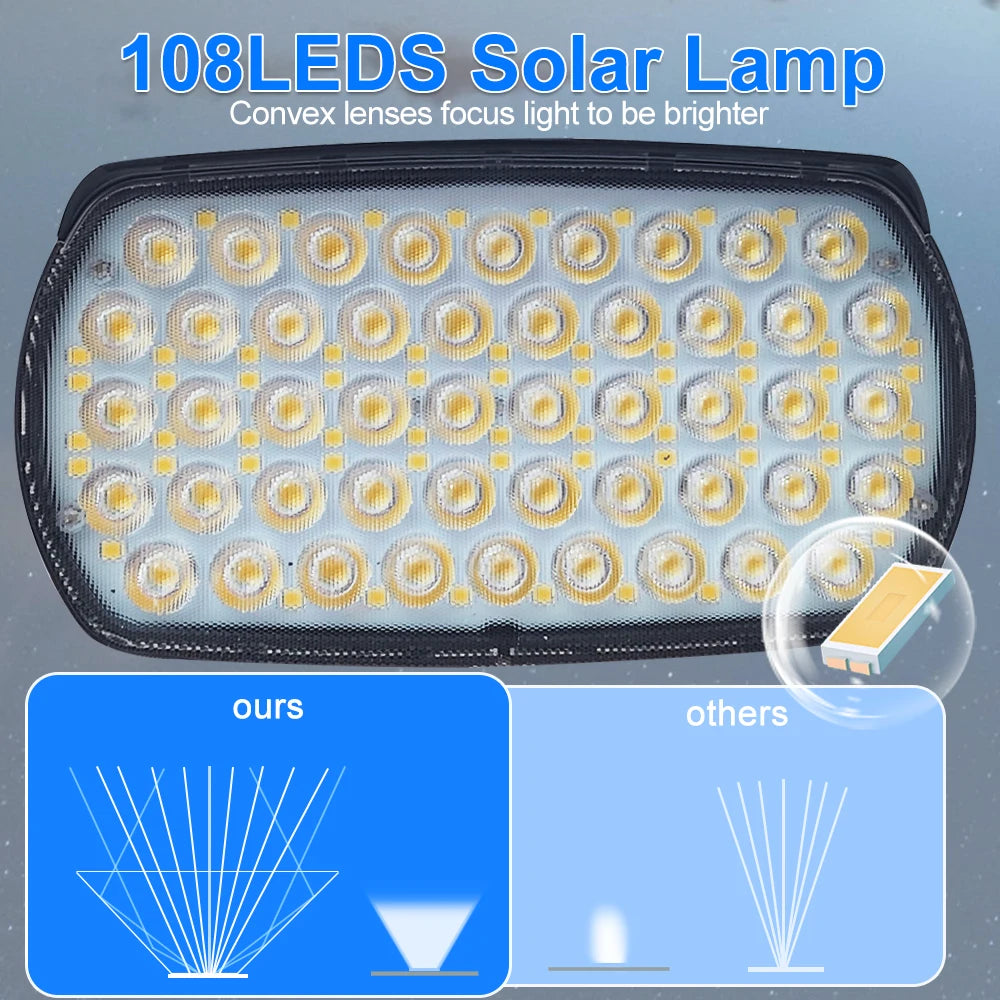 72 LED Solar Spotlights Outdoor Landscape Waterproof 108/136 LEDS Solar Powered Wall Light Auto On/Off for Yard Garden Pathway