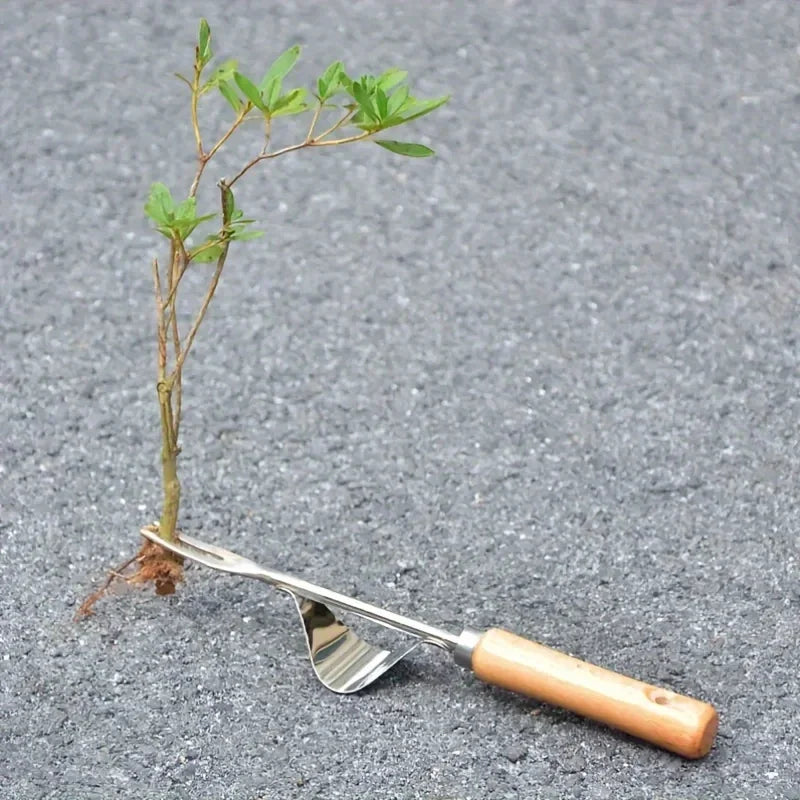 Stainless Steel Wood Handle Garden Weeder Hand Weeding Removal Cutter Puller Tools Multifunction Weeder Transplant Garden Tools