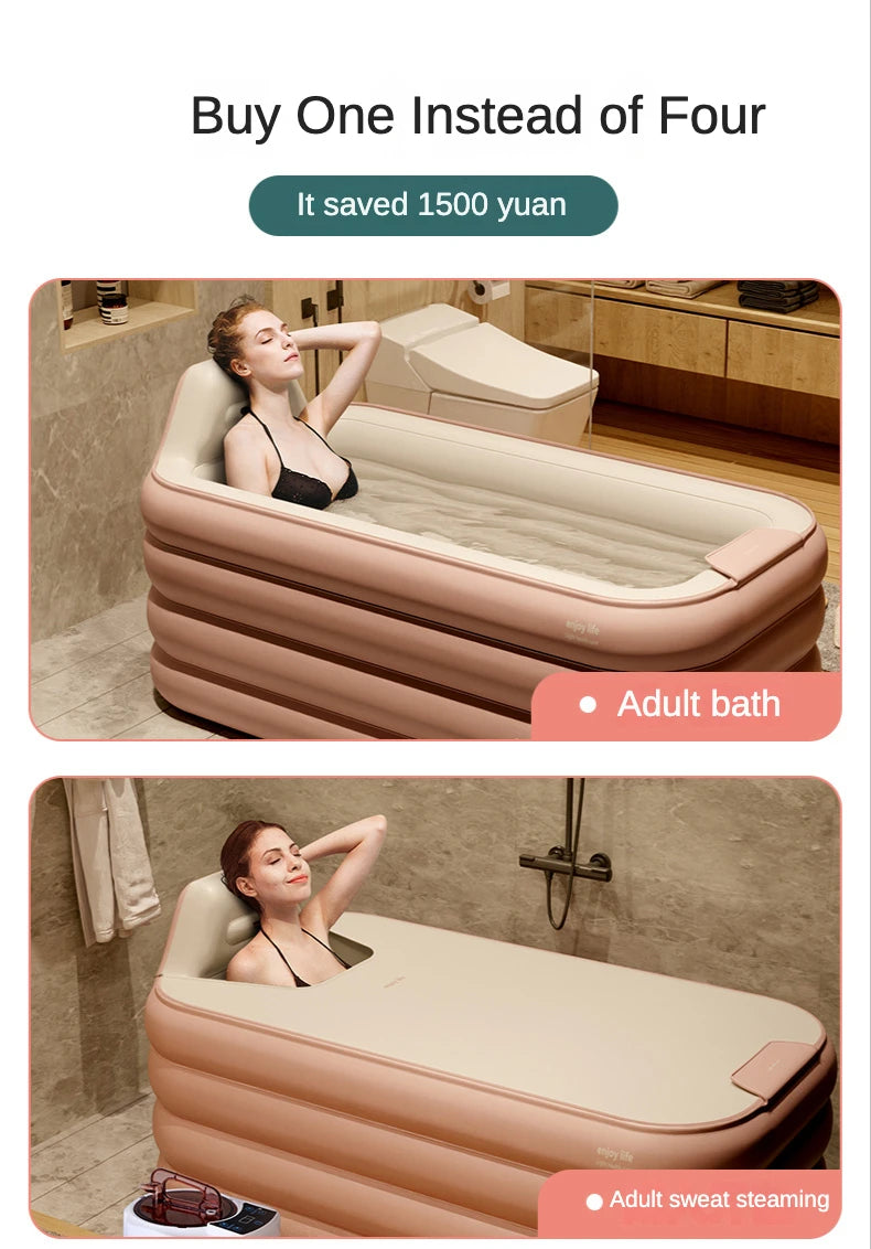 Adult Portable Bathtub Folding Bath tub Bucket Body Sauna Shower Steam Inflatable Whirlpool Bathtub Simple Bathroom Supplies