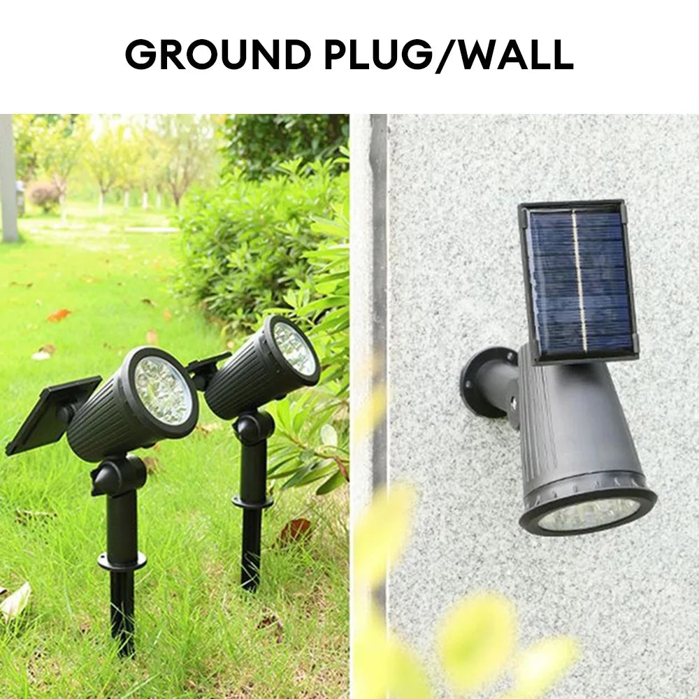 Outdoor Solar Spotlight 9LEDs Brightness Adjustable Spot Lights IP65 Waterproof Solar Spotlight for Garden Patios Porches