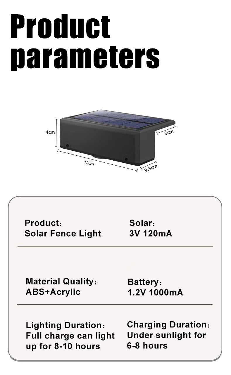 1/2/4/6 Pcs Outdoor Solar Wall Light Waterproof Fence Lamp Ultra Strong Spotlight Illumination for Garden Fence or Exterior Wall