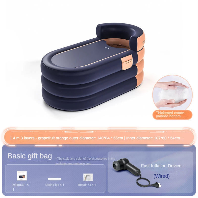 Adult Portable Bathtub Folding Bath tub Bucket Body Sauna Shower Steam Inflatable Whirlpool Bathtub Simple Bathroom Supplies