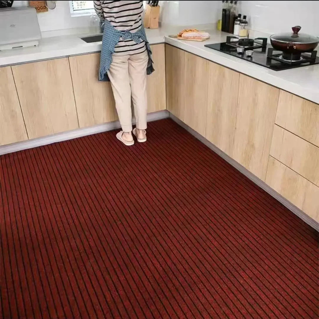 Striped Polyester PVC Doormat, Water-Resistant, Non-Slip, Stain-Resistant, Machine-Made, Outdoor Entrance Mat Easy Clean Durable
