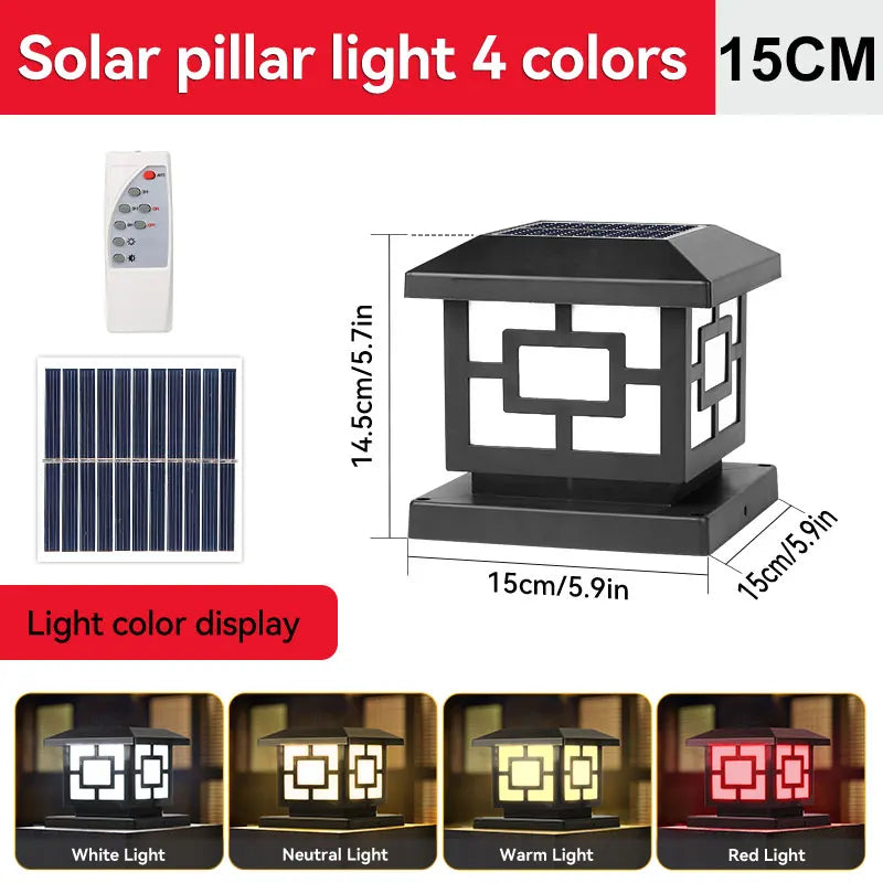 Outdoors LED Solar Lights Waterproof Solar Column Light Classical style Timed with Remote Control LED Light for Garden Patio