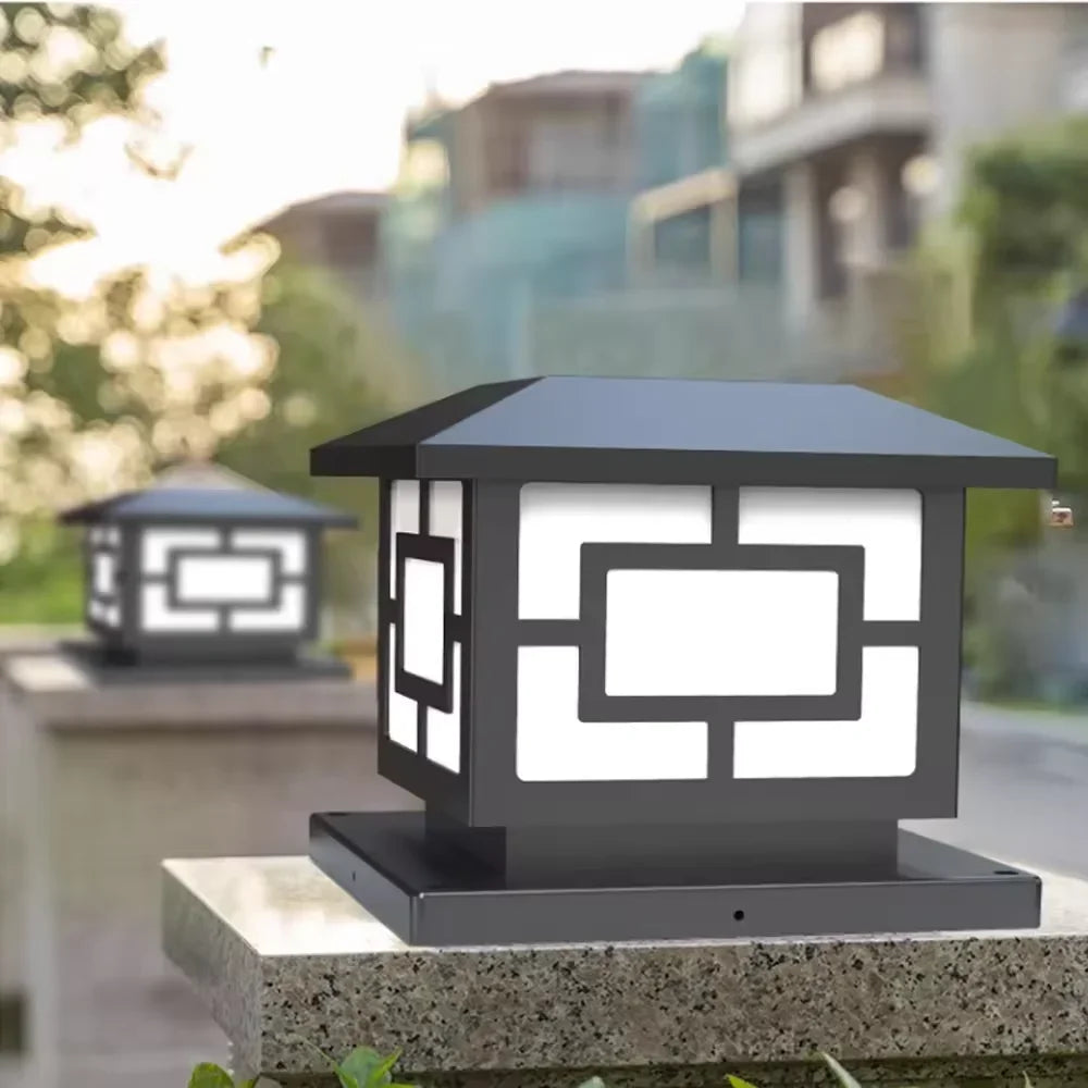 Outdoors LED Solar Lights Waterproof Solar Column Light Classical style Timed with Remote Control LED Light for Garden Patio