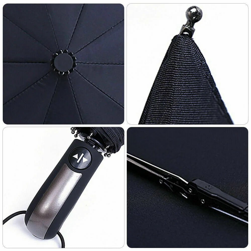 10 Ribs Portable Strong Frame Umbrella Strong Windproof Automatic Open Close Folding Umbrella Compact Travel for Men Women