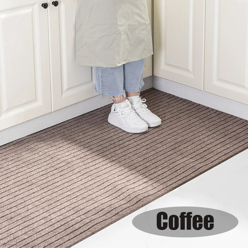 Striped Polyester PVC Doormat, Water-Resistant, Non-Slip, Stain-Resistant, Machine-Made, Outdoor Entrance Mat Easy Clean Durable