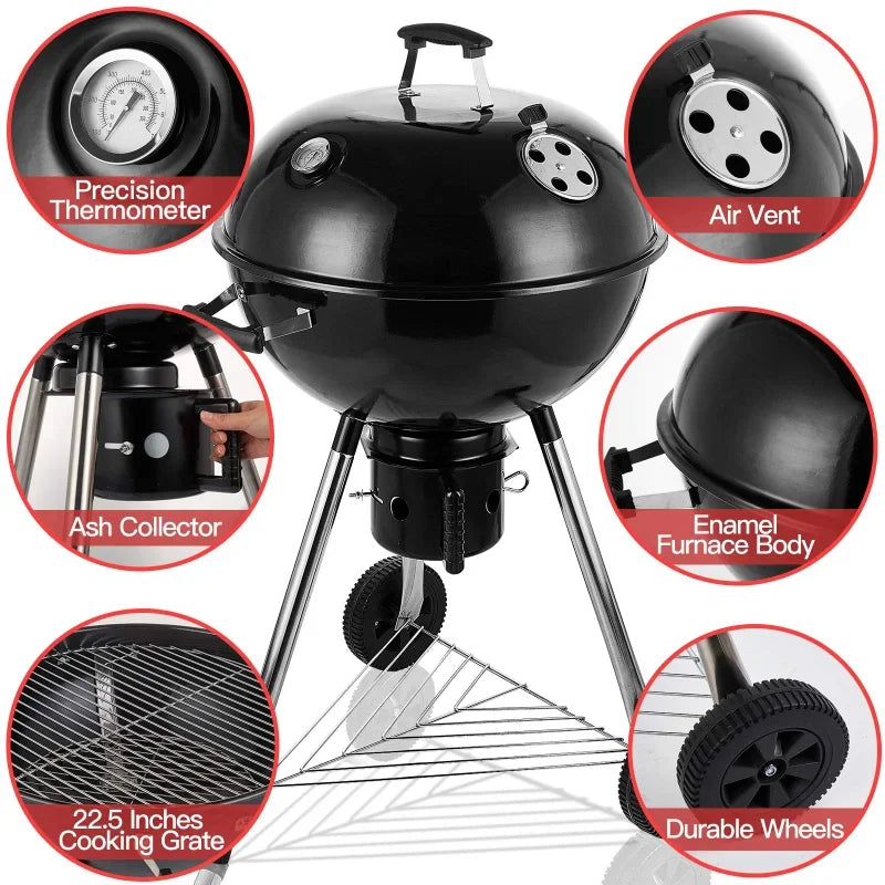 BBQ table Charcoal Grill Portable BBQ Grill Kettle 22.5 inch, Outdoor Grills & Smokers for Patio Backyard Barbecue camping oven