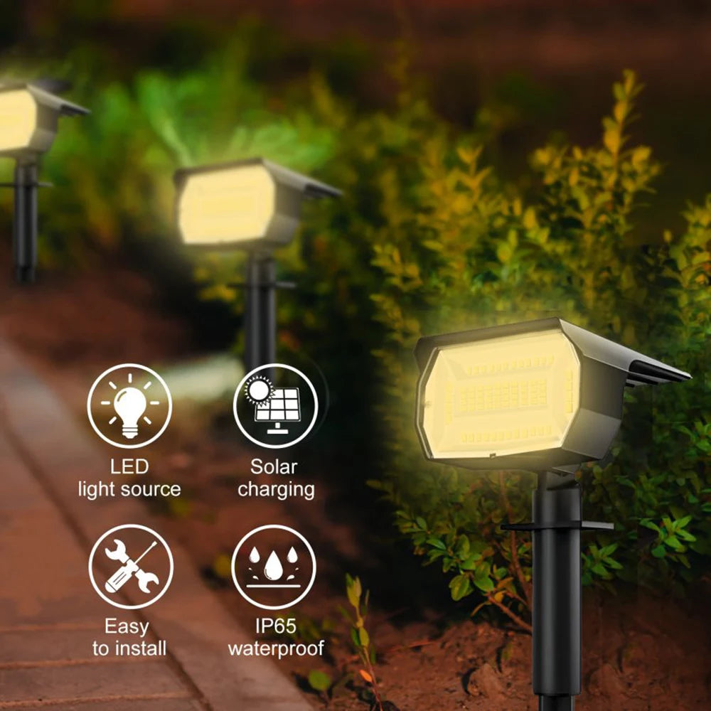 72 LED Solar Spotlights Outdoor Landscape Waterproof 108/136 LEDS Solar Powered Wall Light Auto On/Off for Yard Garden Pathway
