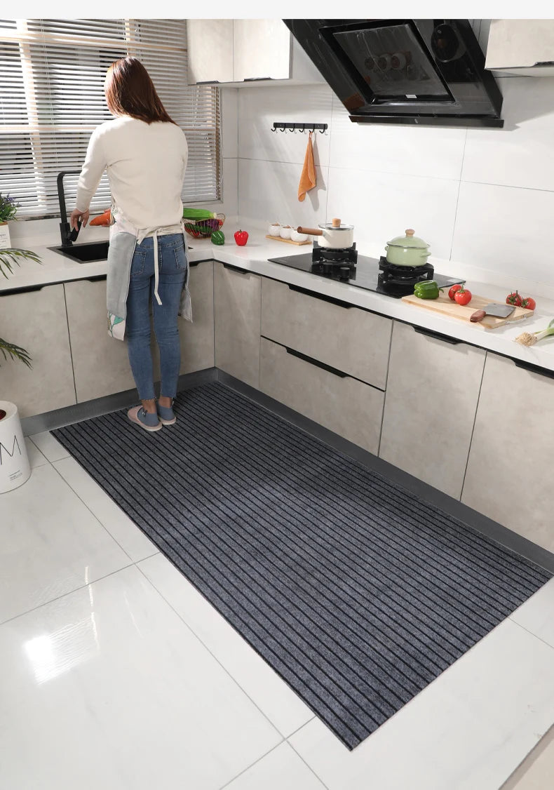 Striped Polyester PVC Doormat, Water-Resistant, Non-Slip, Stain-Resistant, Machine-Made, Outdoor Entrance Mat Easy Clean Durable
