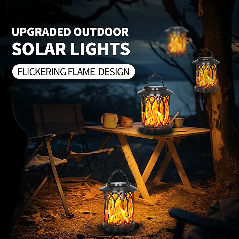 Solar Lantern Outdoor Lights Flickering Flame  Lights Hanging Solar Powered Lights For Garden Patio Deck Yard Pathway