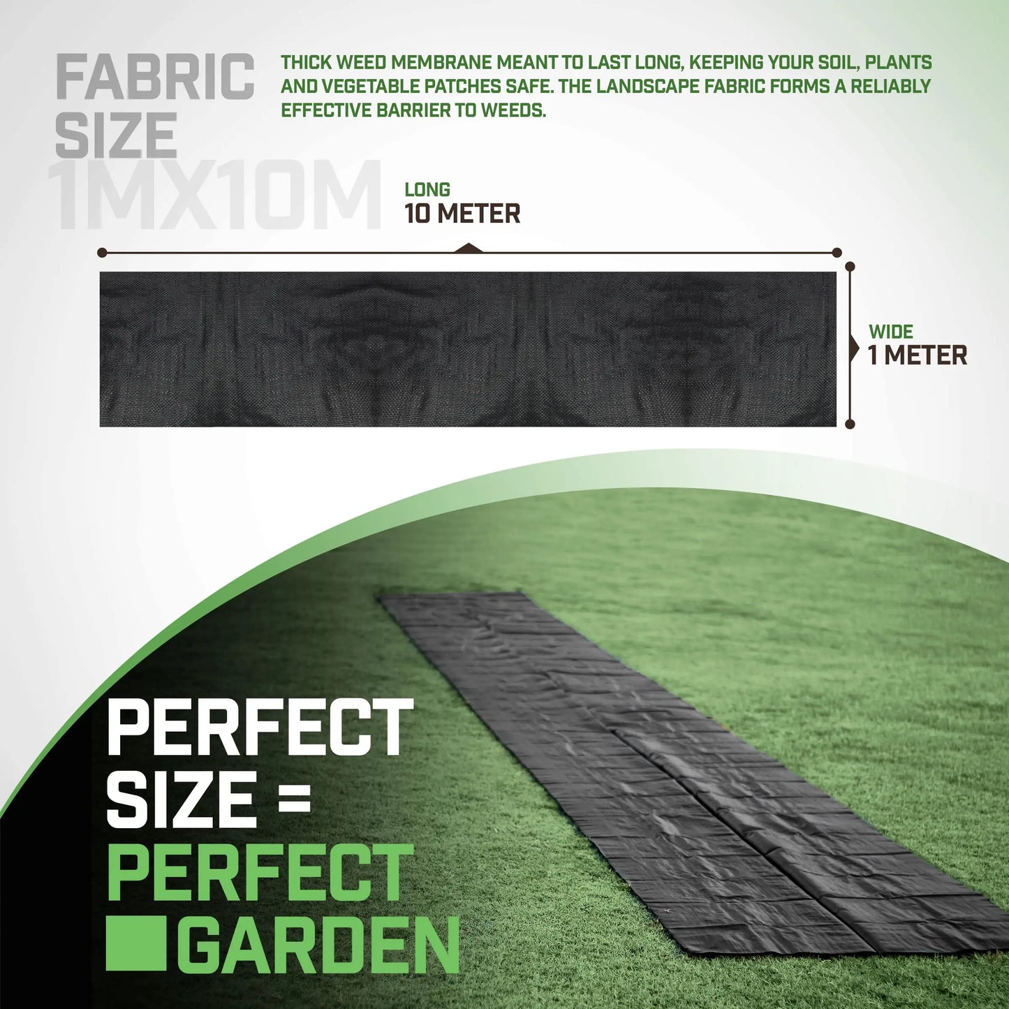 Unkrautvlies Fabric Film Tuch 1m X 10m Uv-Stable And Water-Permeable , Unkrautschutzmatte Bodendecker Garden Film, Garden Fleece