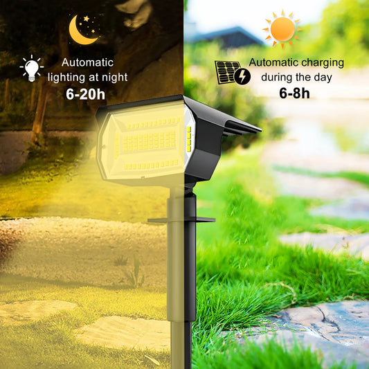 72 LED Solar Spotlights Outdoor Landscape Waterproof 108/136 LEDS Solar Powered Wall Light Auto On/Off for Yard Garden Pathway